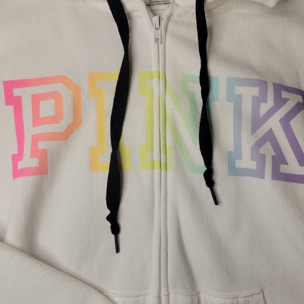 PINK White Zip Up Hoodie